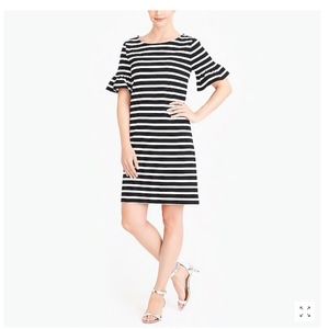 J. Crew Black and White Striped Midi Dress